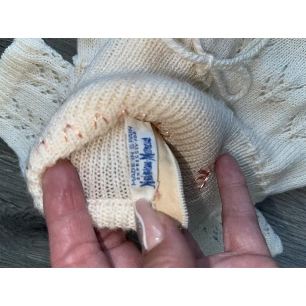 Vintage Neiman Marcus Made In Spain Knit/crochet Baby Dress, Sweater & Bonnet‎